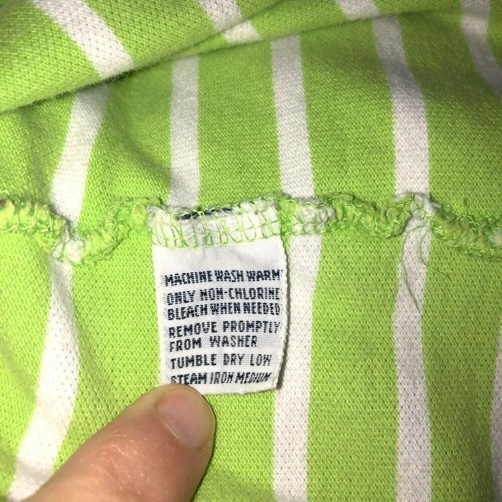 Polo Ralph Lauren Mens XL Green White Striped Knit Custom Fit Shirt